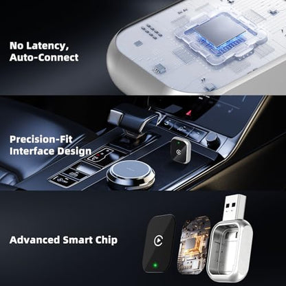 Wireless Carplay Adapter for iPhone, 2-in-1 Plug & Play - size: 2-in-1