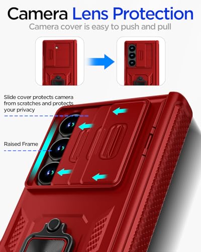 AICase for Samsung Galaxy Z Fold 6 Case [Heavy Duty Protective][Camera Lens Cover][Hinge Protection][360°Ring Magnetic Kickstand] Rugged Shockproof 360 Full Protective Phone Cover for ZFold 6 2024_2 - color: Red+Magnetic stand