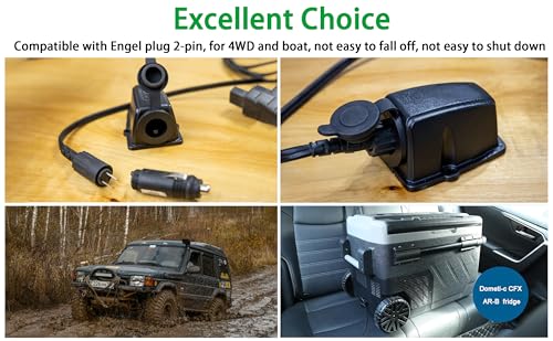 12V/24V 10900028 Threaded Socket Surface Mount Outlet, 12V Cigarette Lighter Splitter Outlet Power Socket Adapter Connector for Engel Fridge, 4WD 4x4 Camper Trailer Marine Boat Caravan
