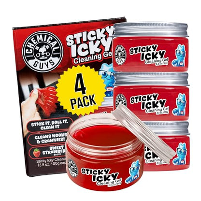 Chemical Guys, Sticky Icky Cleaning Gel, Sweet Strawberry, 0.88 oz, 4 Pack - size: 3.5 Ounce (Pack of 4), style: Strawberry