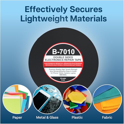 MMOBIEL Double Sided Adhesive Tape 5mm 50m Roll (164ft) Black Ultra Strong Mounting Tape for LCD Screen Repair, Smartphone Tablet Laptop Glass Fix - color: Black, size: 5 mm