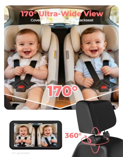 LUCKVIEW Baby Car Camera Monitor for Rear-Facing 3X Zoom Infant Monitor - color: Pink