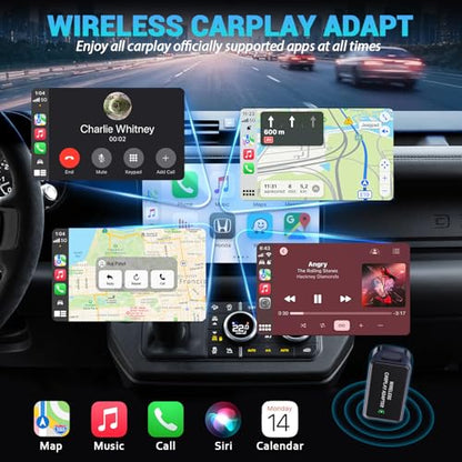 2026 Upgraded Wireless CarPlay Adapter for iPhone 6+ (iOS 10+) & 2016+ Car