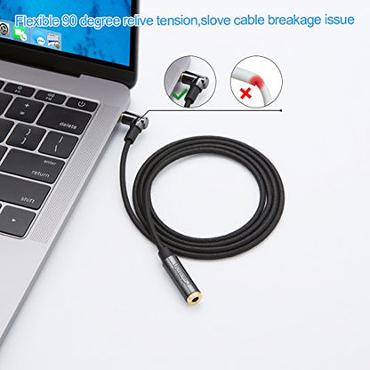 CableCreation Bundle-2 Items USB C to 3.5mm Headphone and Charger Adapter, 3.5mm Headphone Extension Cable 6FT