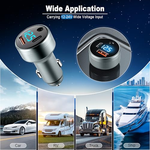 LivTee Car Adapter for Starlink Mini, 3-in-1 Car Charger and DC Power Cable with Cigarette Lighter Adapter, 12V-24V Digital Display, QC 3.0 30W and PD 45W Ports, 16AWG Cable for Car Accessories(10FT) - size: Starlink Adapter