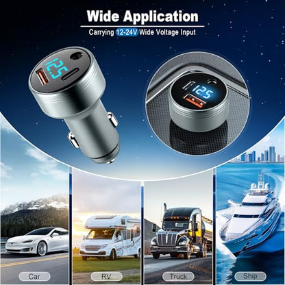 LivTee Car Adapter for Starlink Mini, 3-in-1 Car Charger and DC Power Cable with Cigarette Lighter Adapter, 12V-24V Digital Display, QC 3.0 30W and PD 45W Ports, 16AWG Cable for Car Accessories(10FT) - size: Starlink Adapter