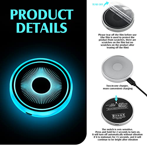 Tanlade 4pcs LED Car Cup Holder Lights Bulk, 7 Color-Changing