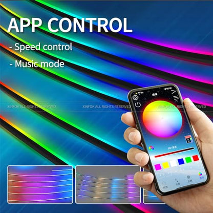 Ambient Lighting Car Led Lights Interior with APP, USB Powered Acrylic Neon Flexible Strip Fiber Optic LED Ambient Lighting kit,4 in 1 Car Center Console Dashboard RGB Sound Active Music Lights Sync - size: 4 in 1(43.3inch*1+29.5inch*2+13.8inch*1)