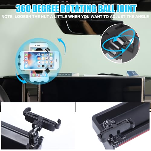 for Hummer EV Accessories Phone Holder Mount Dashboard Storage Organizer 360 Degree Rotatable Phone Holder Stand Dash Box Storage Tray for Hummer EV SUV Pickup Truck 2022-2024 2025 2026 (D)