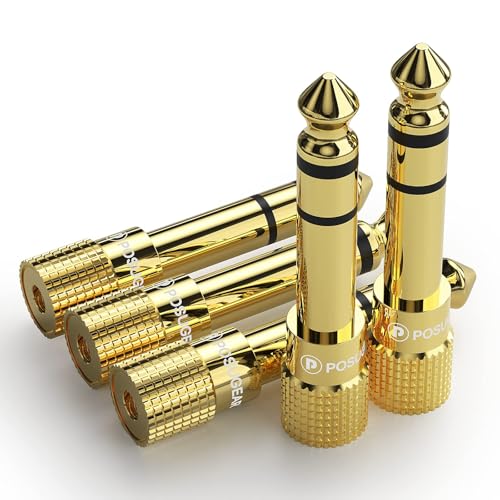 POSUGEAR 6.35mm 1/4 Male to 3.5mm 1/8 Female Headphone Jack Adapter 5 Pack - size: 5 PACK