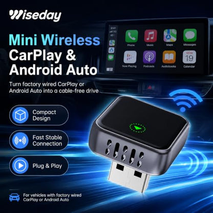 Mini WiFi 7 Wireless CarPlay & Android Auto Adapter for Wired Cars