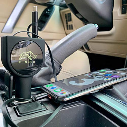 Retractable Car Charger, Fast Charge 3.1A 47W, Retractable Cables (3Ft) and 2 USB Ports Car Charger Adapter, Compatible with iPhone & Android Cell Phones,Car Accessories