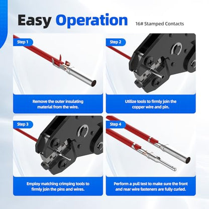 305PCS Deutsch Connector Kit, Hoodutric IP67 Waterproof Electrical Plugs DT 2/3/4/6/8/12 Pin Connectors with 74 Pairs Size 16 Stamped Contacts, Crimper & Terminal Removal Tool for Car Truck Boat