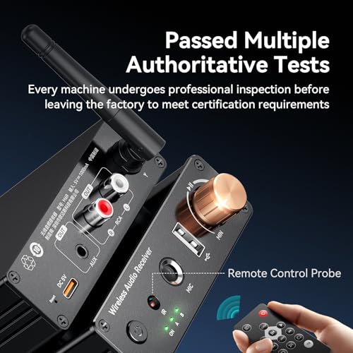 Bluetooth 6.0 Receiver, Bluetooth Audio Adapter with 3.5mm AUX RCA Cable, Wireless Audio Receive Old Stereo/Home Speakers/Wired Headphones/Home Audio Music Streaming Stereo System - color: Black