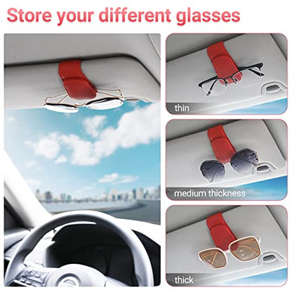Sunglass Holder for Car Sun Visor Sunglasses Clip Car accessories -Red - color: Red