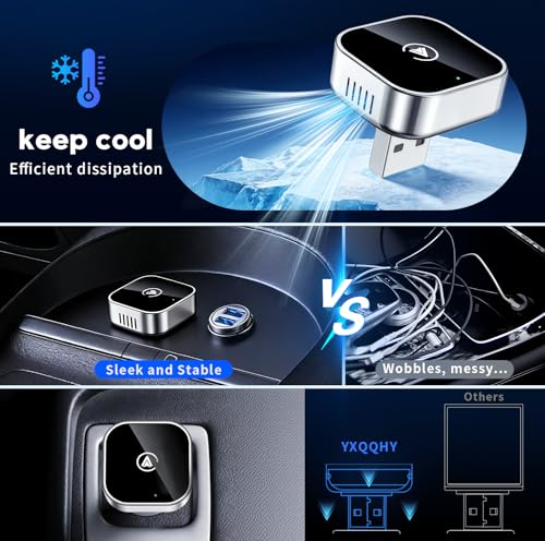 2 in 1 Wireless CarPlay and Android Auto Adapter,Convert Wired to Wireless Apple CarPlay Adapter,Easy Setup Plug and Play,Fast, Reliable & Super Easy to Use,Compact＆Sleek Design Supports 1000+ Car