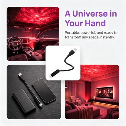 USB Star Projector Night Light, Adjustable Car Roof Star Light(Red) - color: red