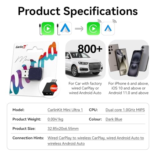 Carlinkit Mini Ultra 1 – Wireless CarPlay & Android Auto Dongle
