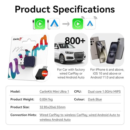 Carlinkit Mini Ultra 1 – Wireless CarPlay & Android Auto Dongle