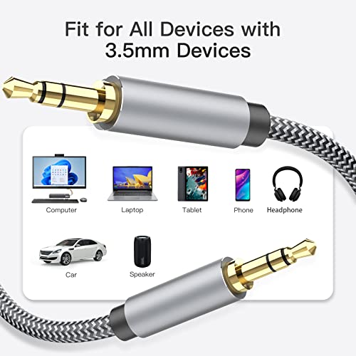 Aux Cord 25ft, 3.5mm Audio Cable - Nylon Braided 3.5mm Male to Male AUX Cable Cord for Car, Headphones, Home Stereos, Speaker - size: 25ft