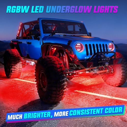 Nilight 8PCS Aluminum RGBW Underglow LED Strip Lights with APP & Remote - color: 8Pcs Aluminum Underglow Strip Lights RGBW