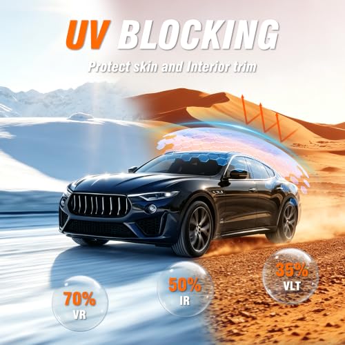 TOYOCO Ceramic Car Window Tint, 5% VLT, 30" x 10FT Window Privacy Film, No Signal Interference, 99% UV Protection & Scratch-Resistant for Side & Rear Windows, DIY Install - color: 5%vlt, size: 30in x 10ft