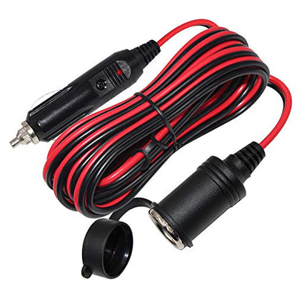 SPARKING 25FT Cigarette Lighter Extension Cord 25FT - Male Plug to Female Socket 16AWG Heavy Duty Extension Cable with LED Lights Power for Tire Pump, Air Compressor (25FT) - size: 25FT