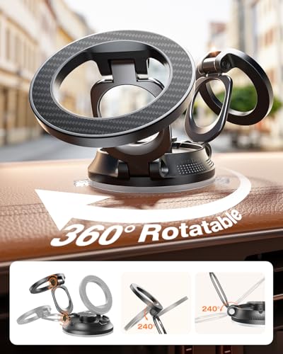 SUPERONE Magnetic Suction Cup Phone Holder for Magsafe, [88+LBS Ultra Grip & 2800gf Magnetic Power] 360° Adjustable Car Phone Mount, Cell Phone Holders for Your Car for iPhone 17 16 15 14 13 12 Series - size: Magsafe Suction Phone Holder