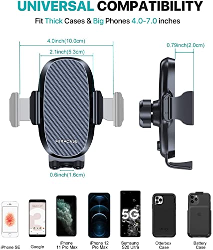 Miracase 3-in-1 Cell Phone Holders for Your Car, Universal Car Phone Holder Mount for Car Dashboard Air Vent Windshield Compatible with iPhone17 16 15 14 13 12 11 Pro Max Xs XR X, Galaxy