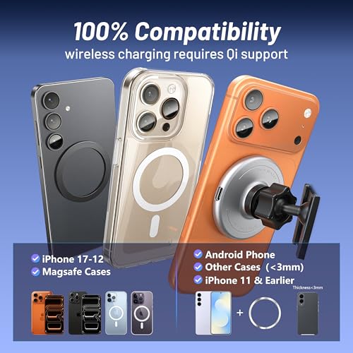 Car Phone Holder for Toyota Camry (2021-2023 2024), MagSafe Car Mount Charger, Magnetic Phone Holder, 15W Wireless Charging, Dashboard Phone Holder, 360° & Hands Free, 2022 Camry Interior Accessories - size: Toyota Camry | 2021-2024