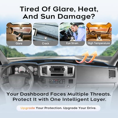 CARTIST Dash Cover for 2006-2008 Dodge Ram 1500 2500 3500,2009 Ram 2500 3500 4500 5500,2010 Ram 4500 5500 Without Cutout Dashboard Cover for Dodge Ram Accessories Non-Slip - color: 5)06-08 Dodge Ram(Black)