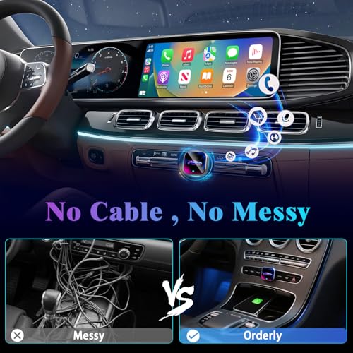 2026 Wireless CarPlay Adapter Upgrade Wired CarPlay to Wireless, Mini USB Design for Cars with Built-in Wired Apple CarPlay Plug and Play Easy Use Fast Stable Connection Car Play for iPhone - color: Multicolor