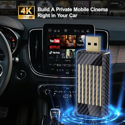 Wireless CarPlay Android Auto Adapter AI Magic Box, Built-in Play Store Netflix YouTube TikTok, HD Screen Mirroring, Plug and Play Video Adapter for OEM Factory Wired CarPlay Vehicles