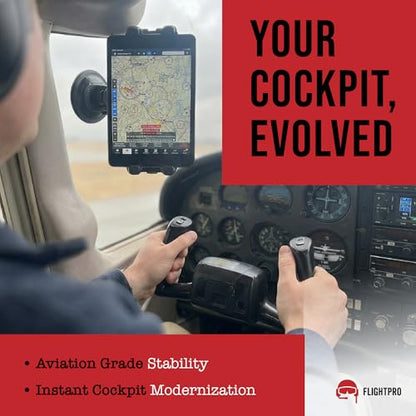 Airplane Tablet Holder for Pilots - Multi-Angle Display Suction Cup Mount, ProAviator Aircraft Phone Holder for iPad mini, iPad Pro 13 12.9 11, Galaxy Tab, iPhone, 4-13" - color: Suction Cup