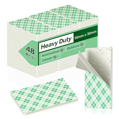 Double Sided Foam Tape Pads, 48Pcs Double Coated Pre-Cut Rectangles Mounting, 2mm Thick Heavy Duty White Polyurethane Foam with High Tack Adhesive for Crafts, Home, Outdoor Signs& Car (50x30mm) - color: 50*30mm Rectangle