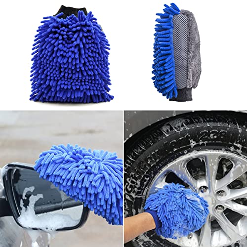 BMLEI Car Wash Brush with Long Handle, Cleaning Mop Car Wash Kit,Blue - color: Blue02
