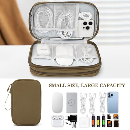 FYY Electronic Organizer, Travel Tech Pouch Bag, Large, Brown - color: Brown, size: 9.1 x 5.9 x 3.15 inches