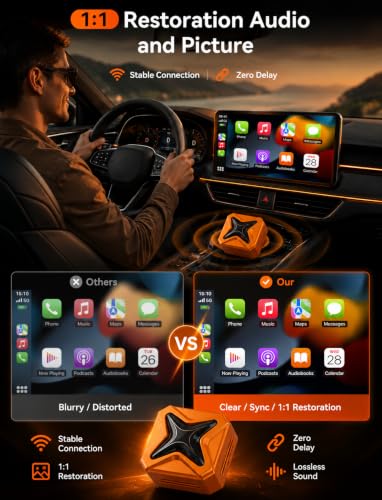 Wireless CarPlay Adapter for iPhone, Android Auto Adapter, One Click Switch