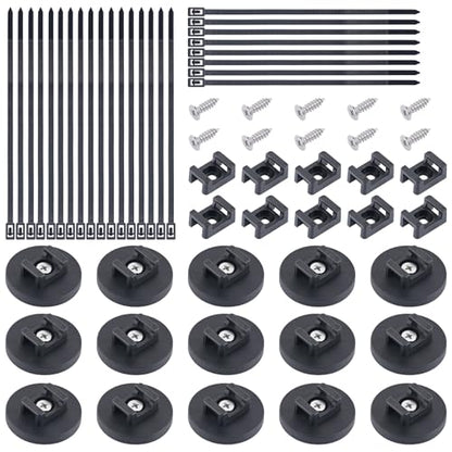 Magnetic Cable Zip Tie Mounts, 15 Pcs Heavy Duty Magnet Wire Holder Automotive Multipurpose & 50 Pcs Zip Ties & 20 Pcs Cable Tie Mounts with Tapping Screws for Wire Organization(43mm 85 Pcs) - size: 43mm-85PCS