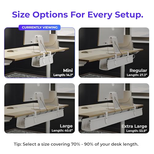 Ascrono Original Under Desk Cable Management Tray, White, 14.1" - color: White, size: Mini (14.1 in)