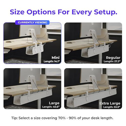 Ascrono Original Under Desk Cable Management Tray, White, 14.1" - color: White, size: Mini (14.1 in)
