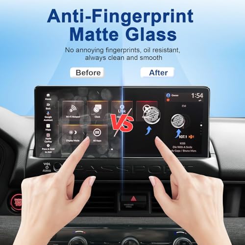 Anti-Glare Matte 2026 Passport Screen Protector, for Honda Passport (RTL/RTL Towing/RTL Blackout/TrailSport/Blackout/Elite),9H Tempered Glass 2026 Passport Accessories HD&Anti-Fingerprint 12.3"