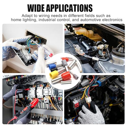 mankk 1500PCS Silver‑Plated Copper Wire End Ferrules Kit, Ferrule Crimping Ratchet Pliers AWG 23‑7, for Electricians, Automotive and DIY Electrical Work - size: 1500PCS+Tool