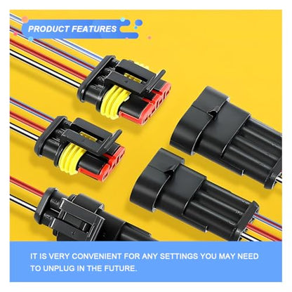 352PCS Waterproof Car Electrical Connector Terminals Kit, Automotive 1/2/3/4 Pin Male & Female Connectors, Quick Disconnect Vehicle Wire Harness Connector Plug Part for Car, Boat, Motorcycle