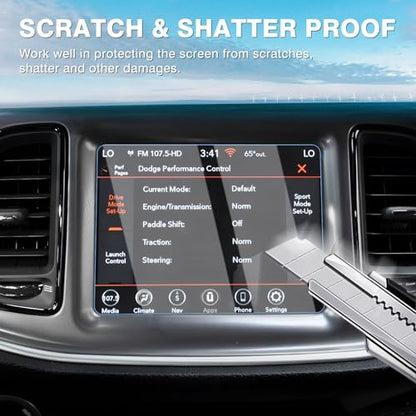 Karltys [Upgrade] 2 Pack Screen Protector for Dodge Challenger 8.4-Inch 2015~2023 [No Glare & Fingerprint] Tempered Glass Dodge Challenger for Models SRT 392 Hellcat Uconnect Accessories - size: 8.4 Inch 2015~2023 Dodge Challenger