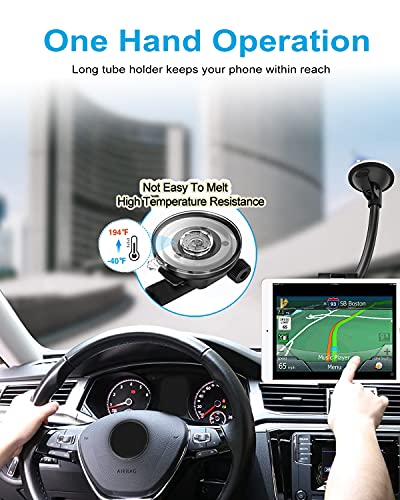Windshield Car Tablet Mount, Car/Truck Window Dashboard Tablet Holder with Long Arm Suction Cup, Compatible with iPad Pro/Air/Mini, Galaxy Tab/Z Fold, iPhone, More 4-13" Cell Phones and Tablets