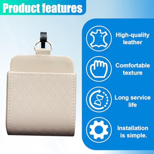 YoRise PU Leather Car Air Vent Storage Bag, Car Console Organizer (Beige) - color: Beige