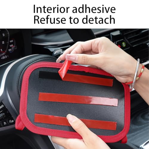 Bittwee Car Seat Side Pocket Organizer, PU Leather Multifunctional Automotive Storage Bag for Phones Keys Cards, Mini Seat Gap Filler Pouch for Door Console, Universal Vehicle Accessories (Red)
