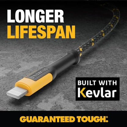DEWALT Heavy Duty 2-Pack Durable iPhone Charger Cord, Apple Mfi, 4ft - size: 4 feet (Pack of 2)