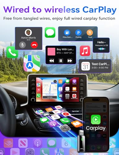 Wireless CarPlay Adapter for iPhone, Stable Fast Mini Carplay Adapter, 2026 Upgraded Wired to Wireless Carplay Dongle, Plug & Play, OTA Upgrade, for iOS 10+ & Cars with Wired CarPlay (Gray)